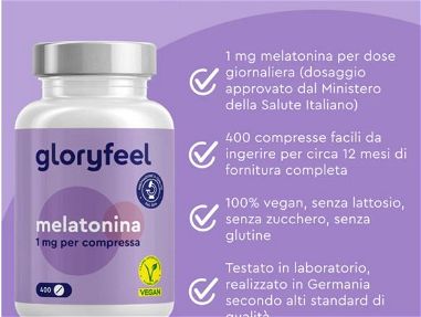 Melatonina Gloryfeel. 400 Comprimidos de 1 Mg.sellado.vence 09/2025 - Img 67900814