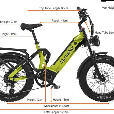 Cyrusher KommodaPro 52V 20Ah Open Frame 20" Urban Full Suspension EBike - 8/8