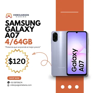 SAMSUNG A07 4/64 120 USD - SAMSUNG A07 4/128 139  USD - SAMSUNG A56 8/128 380 USD videojuegoshabana.com