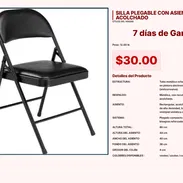SILLA PLEGABLE CON ASIENTO ACOLCHADO VPT # - Img 55394762