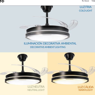 Ventilador de techo Nizzato 42 pulgadas Aspas Transparentes plegables, iluminación LED Bocina y Mando $130 USD Transp - Img 113679643