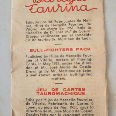 1951: Barajas Taurinas Vintage (2 Juegos) - Tel: 5358 0956 - Vedado - 2/4