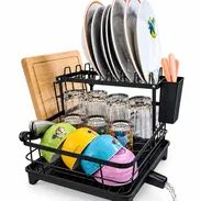 Escurridor de platos de dos niveles para encimeras de cocina - Img 57992567