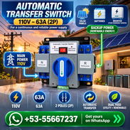INTERRUPTOR DE TRANSFERENCIA AUTOMÁTICA 110V – 63A, 2 POLOS -- doble alimentación sin tocar nada - Img 57645351