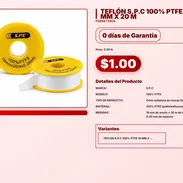 TEFLÓN S.P.C 100% PTFE 19 MM X 20 M . - Img 57568005