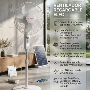 Ventiladores recargables ELFO con panel solar - 2/3