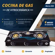 COCINA DE GAS De Vitrocerámica Marca EKO Quemador Triple - Img 50041713