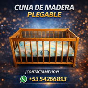 🍼 Cuna de Madera Plegable ideal para bebés y espacios pequeños! Madera con Colchón 54266893 🔹 Montaje rápido y seguro - Img 55996295