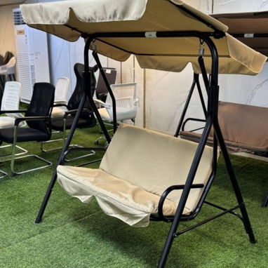 Columpio de Jardín de 3 Plazas, Balancín de Exterior con Toldo Ajustable 170 usd verde crema y blanco - Img 124955460