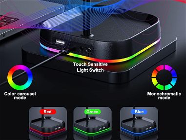 ✔️Soporte de auriculares RGB con 3 puertos USB 2.0 y puerto AUX integrado de 0.138 - Img 68398709