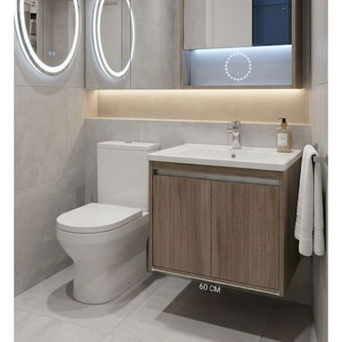 Set de baño tanque, lavamanos y botiquín con espejo con luces LED. - Img 120059889