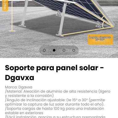 Soporte para panel solar - Dgavxa. Incluye la tornillería completa de acero inoxidable. - 2/4
