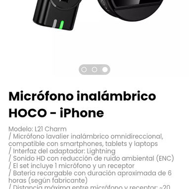 Micrófono inalámbrico HOCO - iPhone. / El set incluye 1 micrófono y un receptor - Img 115805663