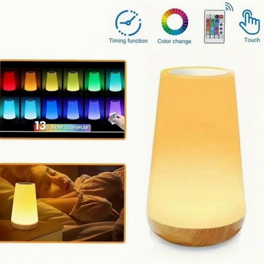 Lampara con batería recargable d noche led, táctil de 13 colores 3 modos 5 niveles de brillo con control remoto apagado - Img 124703398