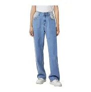 Pantalones de mezclilla casuales holgados de pierna ancha para mujer, cintura alta, estilo novio, con control de abdomen - Img 45735521