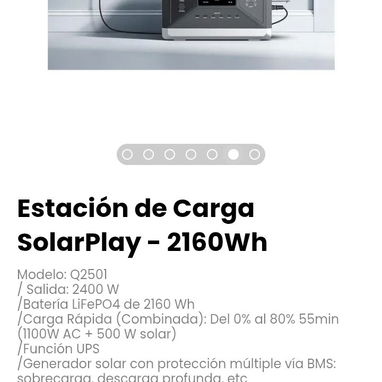 Estación de Carga SolarPlay - 2160Wh. Modelo: Q2501 - 5/6