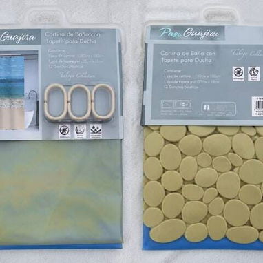 Set de Cortina de Baño + Tapete para Ducha 💰17 USD Set completo para renovar el baño de forma práctica y decorativa. - 4/5