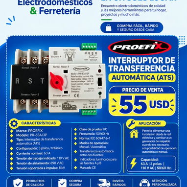 Transfer Automático trifasico. de 100A y 63A. TCA. - 8/8