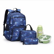 Juego de mochila con lanchera y Cartuchera + lonchera infantil con compartimentos + botella con sorbete - Img 56423933