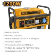 Planta eléctrica  INGCO 1200 WATTS - Img 45832004