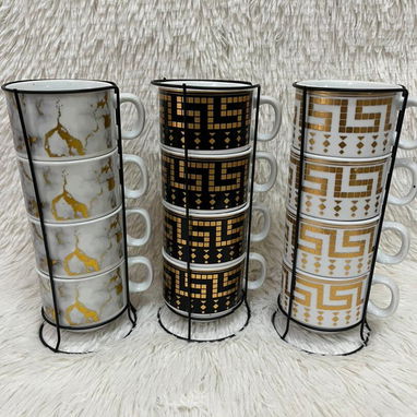Set de 4 tazas de café o té con soporte - Img 123391750