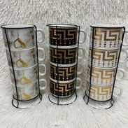 Set de 4 tazas de café o té con soporte - Img 55801301