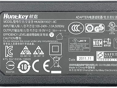 Vendo Cargador marca :Huntkey HKA03619021-8C Adaptador de CA 19V 2.1A, 40w 53828661 - Img 65360009