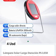 LAMPARA SOLAR NUEVA CARGA SOLAR DIRECTA CON BATERIA LifePO4 de 500 MAH FUNCIONA ENTRE 4 Y 8 HORAS EN 4 USD EN PLAYA - Img 56693663