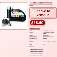 Candado Anchi 8302 para Disco con Alarma de Vibración Candado para Disco 8302 con 2 Llaves Incluidas VPT-0060 - Img 58059358