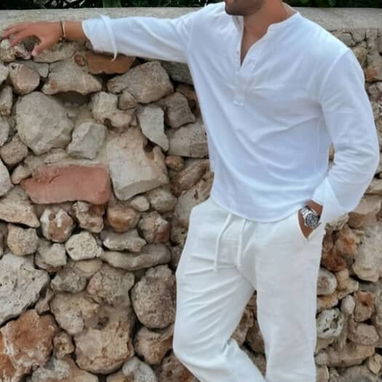 Ropa blanca de lino , camisa blanca de lino , pantalón blanco de lino y mucho mas - Img 92343027