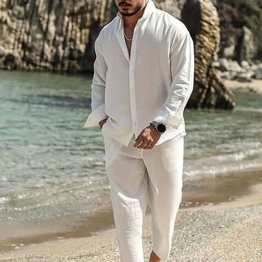 Ropa blanca de lino , camisa blanca de lino , pantalón blanco de lino y mucho mas - Img 92343168