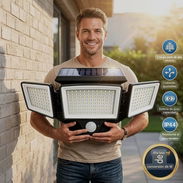 Lámpara Solar Exterior Con Sensor De Movimiento 3 Cabezales Ajustables IP65 Para Seguridad - Img 57839751
