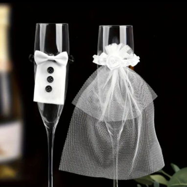 Juego de dos cubiertas vasos de champán para decoración de bodas 500 cup - 2/4