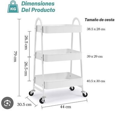 Carrito organizador de ruedas 3 niveles metálico - 5/6