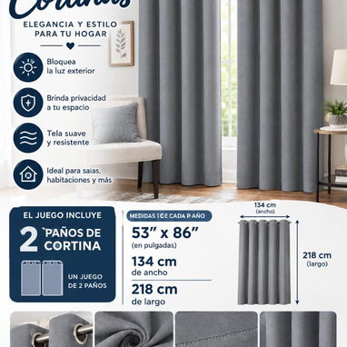 Cortinas blackout de 2 paños - 4/7