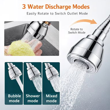 Accesorio rociador de grifo giratorio para llaves de agua de cocina, tres opciones de flujo de agua - Img 118489323