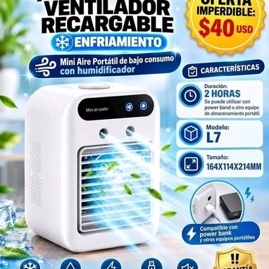 Mini Aire Portátil de bajo consumo con humidificador - 2/3