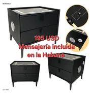 🔖Elegante mesa de noche de diseño minimalista y funcional de 2 gavetas - Img 55683374
