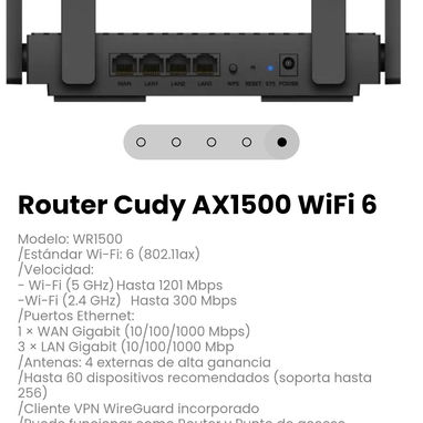 Router Cudy AX1500 WiFi 6. Incluye: Alimentador, cable Ethernet - 5/5