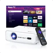 (X) Proyector inteligente portátil Aurzen EAZZE D1R con Roku TV, WiFi y Bluetooth $172.28 - Img 56518536