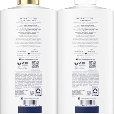 Kit Champú y Acondicionador (828 ml), Dove Intensive Repair Shampoo 828 ml  Dove Intensive Repair Conditioner 828 ml - Img 121030585