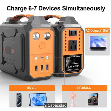 Estación de energía portátil de 100W con toma de corriente de CA, banco de energía, paquete de batería externa de litio, - 9/9
