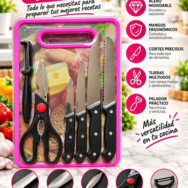 Set de cuchillos y tabla de picar gruesa (7 piezas) en 5500 cup - 2/4