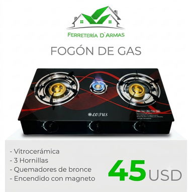 Fogones de gas de 1, 2 y 3 hornillas - 3/4