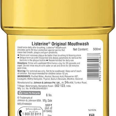 Listerine® Original 500ml Enjuague Bucal Antibacteriano multibeneficio, elimina el 99% de bacterias - Img 126590062