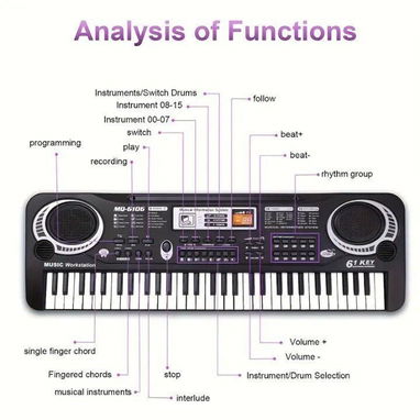 Pianola electrónica y micrófono para principiantes, niñas y niños. | 6 canciones de demostrac... | videojuegoshabana.com - Img 122911444