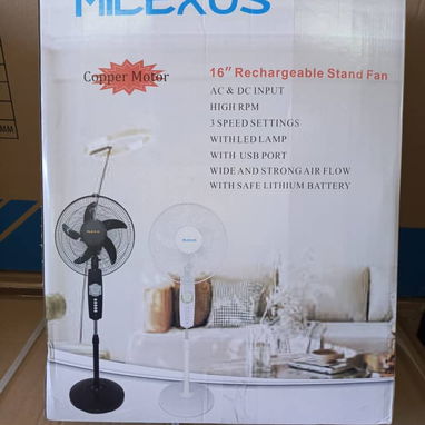 Ventilador 16 pulgadas Milexus Recargable Pedestal Batería Litihum duración 8 horas Precio $85 USD Transporte incluido - Img 106285271