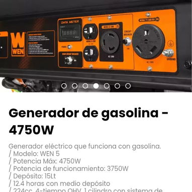 Generador de gasolina - 4750W. Modelo: WEN 5 - 4/7