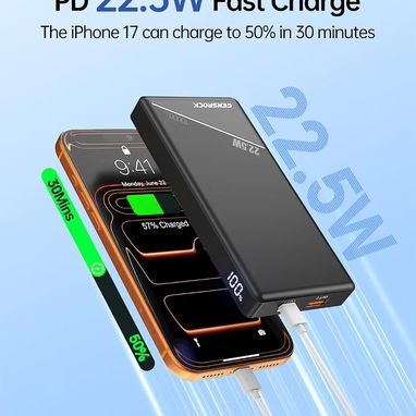 Powerbank GENSROCK 10000 mAh,  carga rápida 22.5W - 7/7
