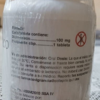 Diclofenaco frasco de 50 tabletas de 100mg - 2/3